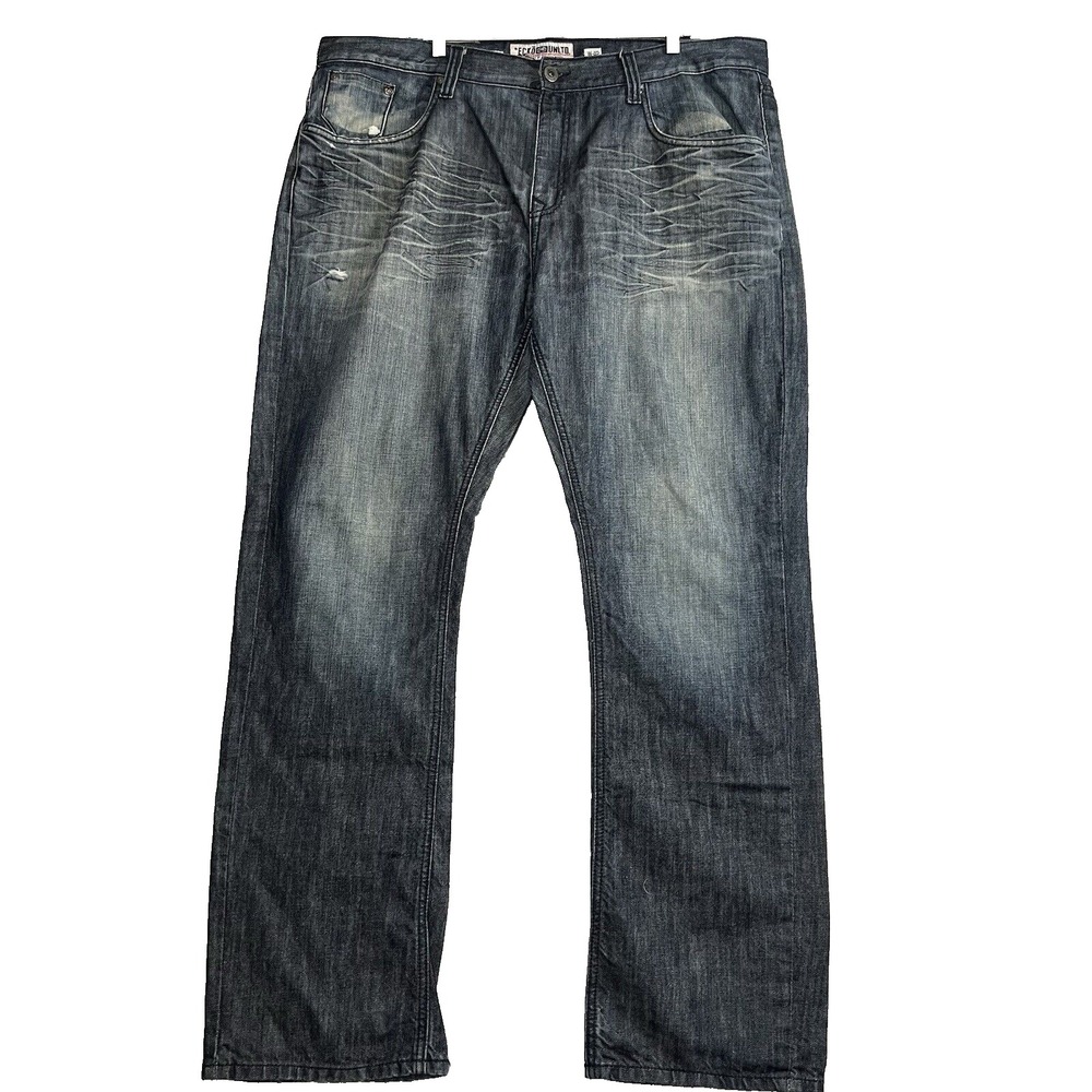 Ecko Unltd Jeans Mens Dark Wash Distressed Whiskered Straight Leg Size 42